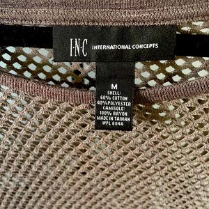 INC. gray mesh long sleeve top- with color match cami